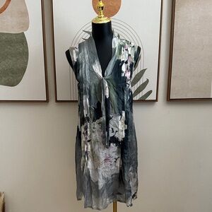 Vintage Stile Benetton Abstract Floral Mini Dress With Matching Slip